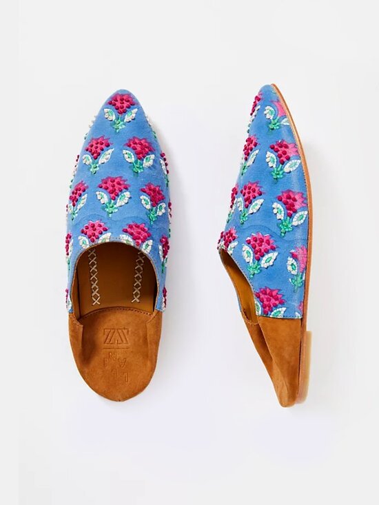 Llani Shoes - Llani | Maisie Embellished Leather Babouche Mules | NWT